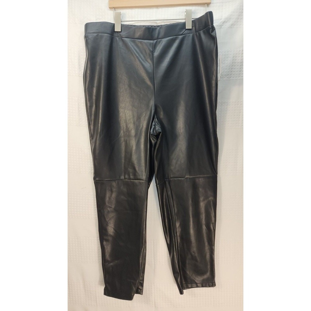 Sonoma Denise Bidot Black Faux Leather Biker Pants Womens 0X High Rise 606